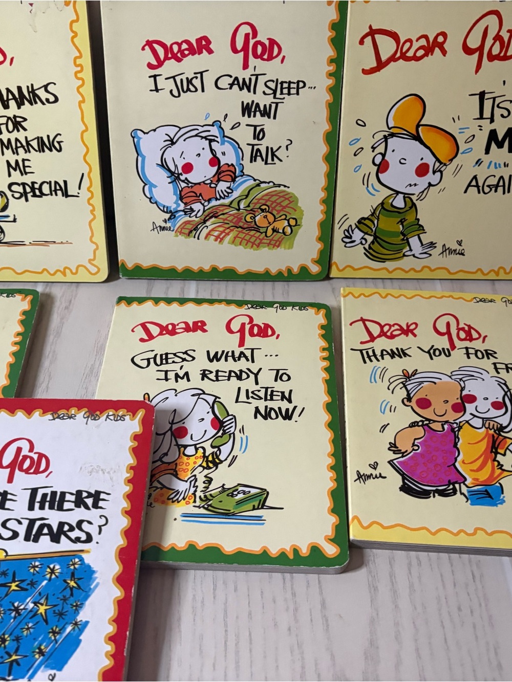 Set of 9 Vintage 'Dear God' Board Books Colorful Cartoon Art